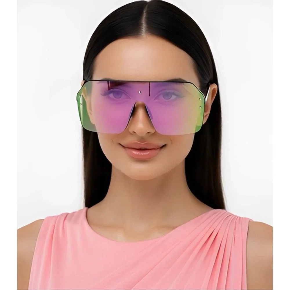 Eye Wear Sunglasses UV400‎ Protection Pink Mirror Lens Women Female Luxury Gafas